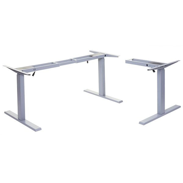 Cadre Mendler HWC-D40, cadre de table variable pour bureau d'angle, réglable en hauteur électriquement Mémoire 45kg, gris, 62772