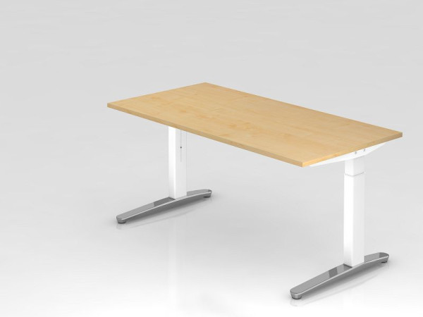 Bureau Hammerbacher pied C 160x80cm érable/blanc, poli, forme rectangulaire, VXB16/3/WC