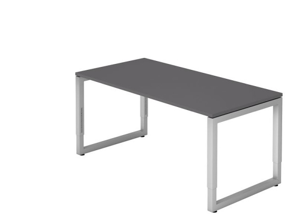Bureau Hammerbacher O-foot carré 160x80cm graphite, forme rectangulaire avec plateau flottant, VRS16/G/S