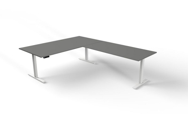 Table assis/debout Kerkmann L 2000 x P 1000 mm avec élément rapporté, réglable en hauteur électriquement de 720 à 1200 mm, Move 3, couleur : graphite, 10384112