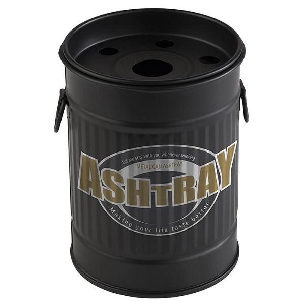 Cendrier à vent APS -SMOKY-, Ø 8,5 cm, hauteur : 11,5 cm, métal, galvanisé, noir, avec couvercle amovible, 00586
