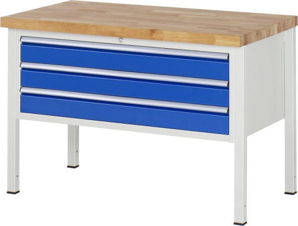 Etabli RAU série 8000 - modèle 8327, L1250 x P700 x H840-1040 mm, base système L1235 x P650 x H800-1000 mm, 03-8327A2-127B4H.11