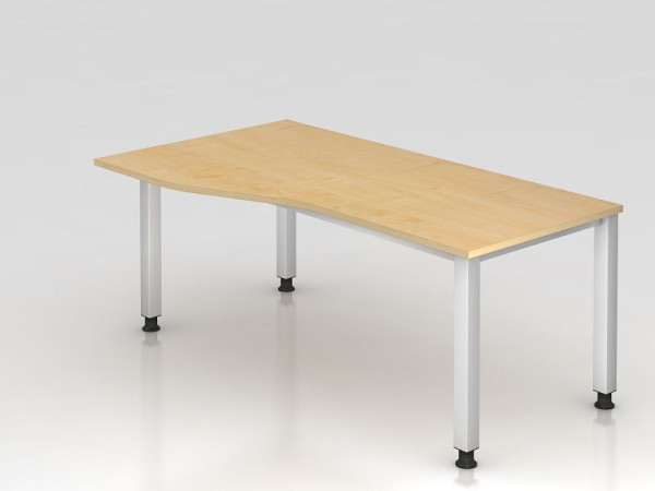 Bureau Hammerbacher 4 pieds carré 180x100/80cm érable, forme libre, montage possible à gauche ou à droite, VQS18/3/S