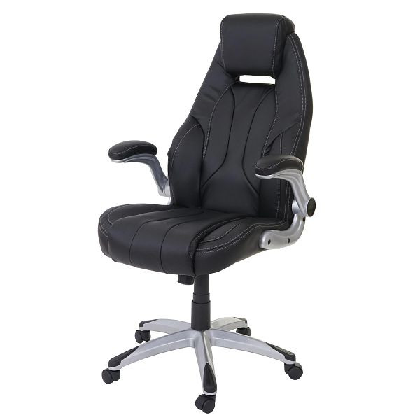 Chaise de bureau Mendler HWC-A65, chaise de bureau, chaise de direction, chaise pivotante, simili cuir, noir, 59705