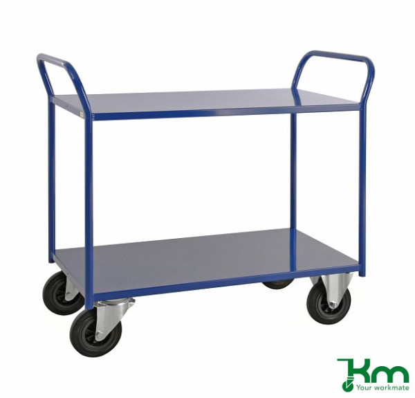 Kongamek 2 Étagères Chariot Étagère Entièrement Soudé 1070x550x1000mm Bleu 2 Roulettes Fixes 2 Roulettes Pivotantes KM4168-B