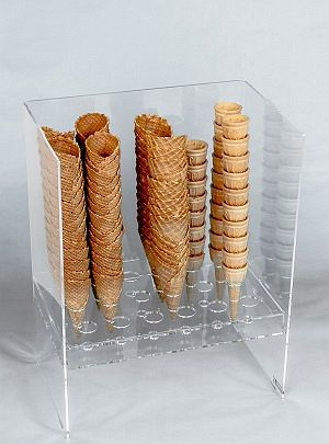 Silo à cônes glacés GEPPETTO pour 3x6 rangées de cônes (18), en plexiglas transparent, 94030-1