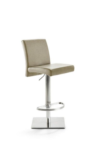 Tabouret de bar et de comptoir Mayer Sitzmöbel , structure en acier inoxydable, coque d'assise rembourrée, hauteur d'assise 53 - 79 cm, taupe, 1286_04_30484