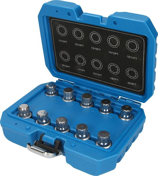 Assortiment de serrures de jante Brilliant Tools pour BMW, 10 pièces, 11/15PT à 20/9PT, BT691170