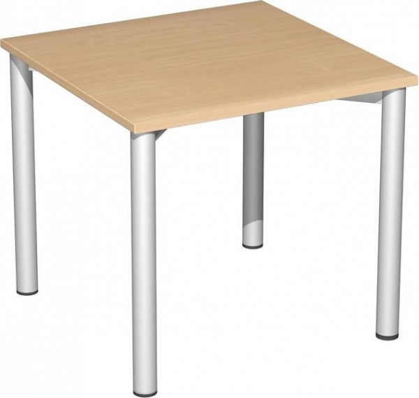 bureau geramöbel, hauteur fixe, 800x800x720, hêtre/argent, S-550101-BS