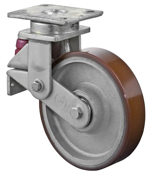 Roulettes BS Roulettes fortes charges suspendues, largeur 50 mm, Ø200 mm, jusqu'à 600 kg, bande de roulement polyuréthane coulé 95 Shore A, corps de roue coulée, roulements à billes, T100.C10.200