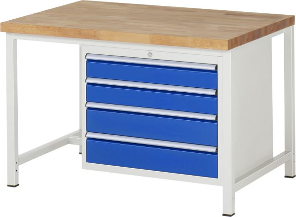 Etabli RAU série 8000 - modèle 8262, L1250 x P900 x H840-1040 mm, base système L1245 x P850 x H800-1000 mm, 03-8262A1-129B4H.11