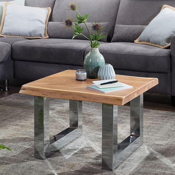 Wohnling table basse ASURA 58 x 40 x 60 cm structure en bois d'acacia massif marron, WL5.525