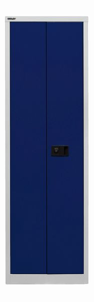 Armoire universelle à portes battantes Bisley, 4 étagères, 5 OH, corps gris clair, façades bleu oxford, E782A04B6505