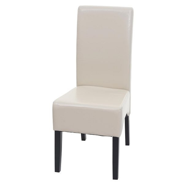 Chaise de salle à manger Mendler Latina, chaise de cuisine, cuir, crème, pieds foncés, 74540