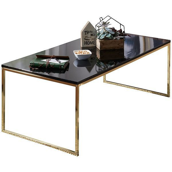 Wohnling table basse RIVA 120 x 45 x 60 cm métal bois, noir / or, WL5.796