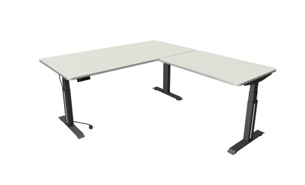 Kerkmann Move Professional table assis/debout, L 2000 x P 1000 mm avec élément rapporté 1200 x 800 mm, réglable en hauteur électriquement de 640 à 1290 mm, blanc, 10073310