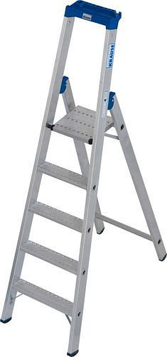 Escabeau Krause en aluminium, avec étagère et crochet pour seau, 5 marches R 13, 307633