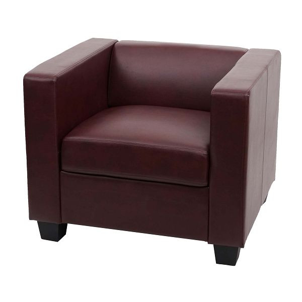 Fauteuil Mendler chaise longue Lille, simili cuir, rouge-brun, 75135+75136
