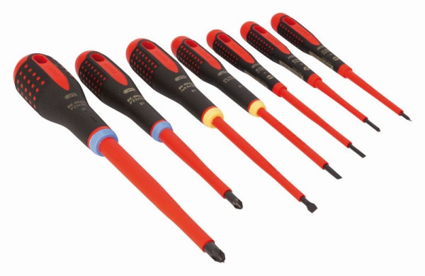 Jeu de tournevis Bahco Ergo™, isolés, 7 pièces, à fente+PZ, BE-9888S