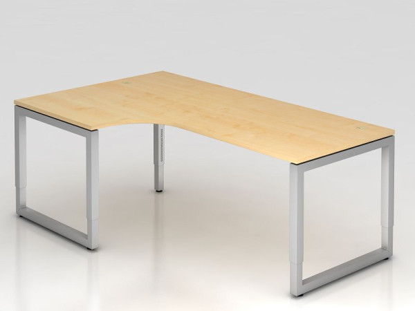 Table d'angle Hammerbacher pied O carré 200x120cm érable 90°, forme d'angle 90°, peut être montée à gauche ou à droite, VRS82/3/S