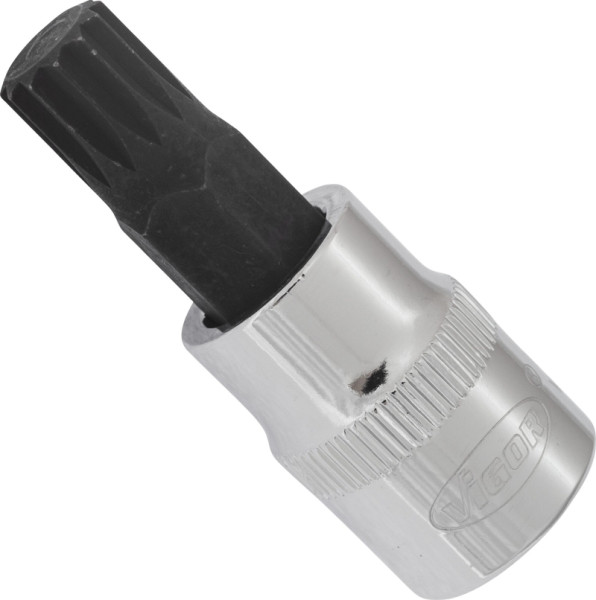 Embout de tournevis VIGOR, carré creux 10 mm (3/8 pouce), profil cannelé interne XZN, M10, longueur : 48 mm, pour commande manuelle, V6110