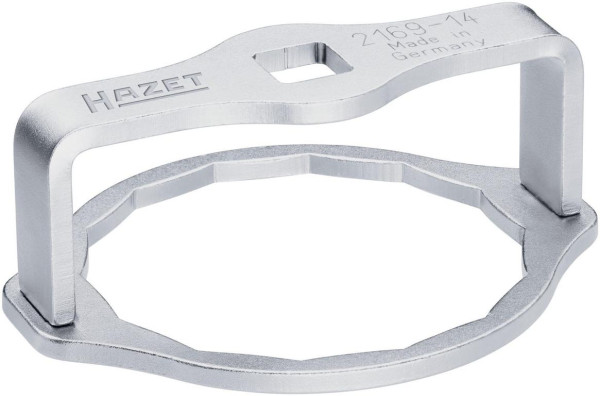 Clé pour filtre à huile Hazet, carré creux 12,5 mm (1/2 pouce), profil 14 pans, 103 mm, 2169-14