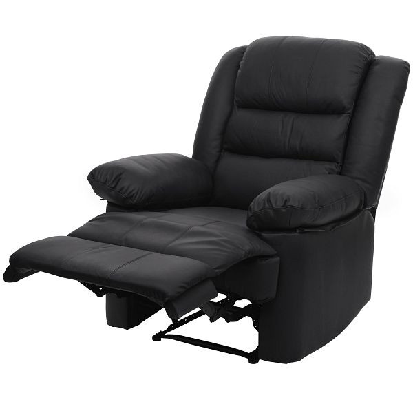 Fauteuil TV Mendler HWC-G15, fauteuil de relaxation fauteuil lounger, cuir + simili cuir 101x87x100cm, noir, 70840+70841