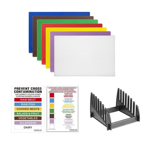 Planches à découper Hygiplas Low Density lot de 7 avec cadre, CH310