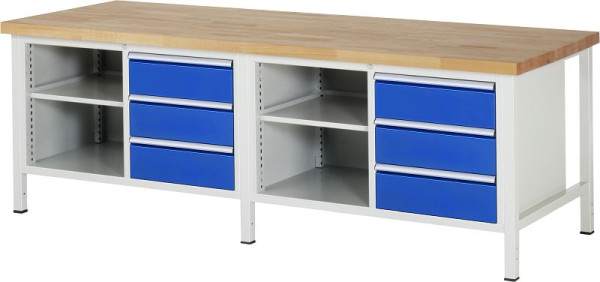 Etabli RAU série 8000 - modèle 8462, L2500 x P900 x H840-1040 mm, base système L2425 x P850 x H800-1000 mm, 03-8462A2-259B4H.11