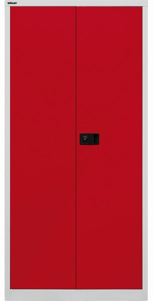 Armoire à portes battantes universelles Bisley, 4 tablettes, 5 OH, corps gris clair, façades rouge cardinal, E782A04506
