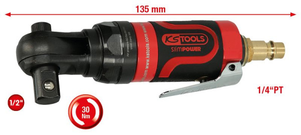 KS Tools 1/2" SlimPOWER mini interrupteur à air comprimé à cliquet 30Nm, 515.5515