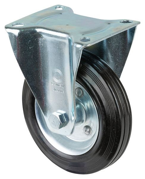 Rouleau de transport BS rollers, rouleau fixe, largeur 40 mm, Ø160 mm, jusqu'à 135 kg, caoutchouc antistatique noir, jante en acier corps de roue, roulement à rouleaux, platine, L410.B58.160