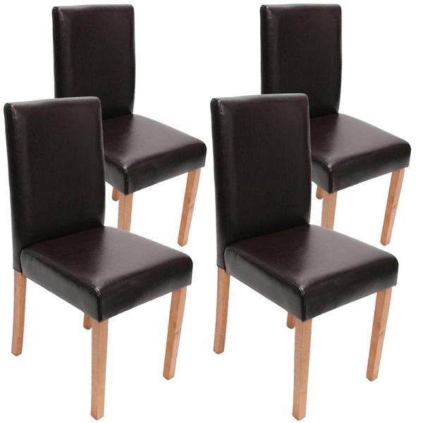 Mendler ensemble de 4 chaises de salle à manger chaise chaise de cuisine Littau, cuir, pieds clairs marron, 24482