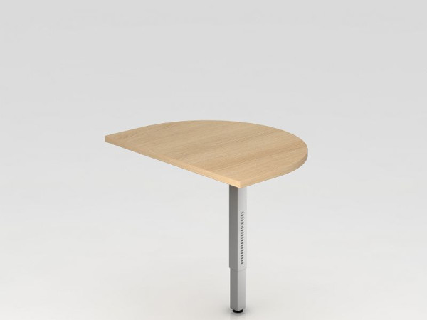 Table à rallonge Hammerbacher avec base d'appui, carrée 60x80cm chêne/argent, arrondie pour fixation sur un bureau, VRA60/E/S