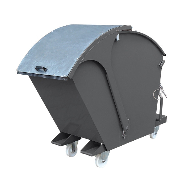 Benne basculante industrielle Eichinger avec couvercle rond, 1000 kg, 1000 litres, gris anthracite, 20261200000096