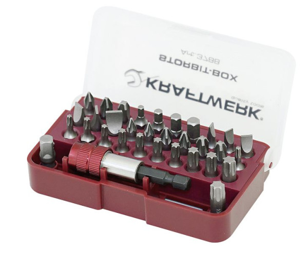 Kraftwerk STORBit boîte / jeu d'embouts 1/4 pouce 33 pièces, avec support magnétique pour embouts à changement rapide, 3788