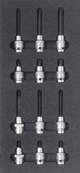 Gamme de chariots d'atelier SW-Stahl, embouts de tournevis 1/2", cannelures, 12 pièces, Z3013-21