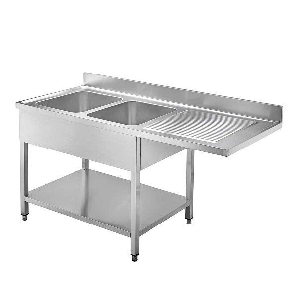 Vaiotec évier EASYLINE centre 600 / 2 vasques à gauche, plan de travail 40mm, 160x60x85 cm, 10210