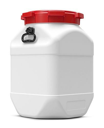 Fût à col large DENIOS en polyéthylène (PE), carré, 66 litres, 265-663