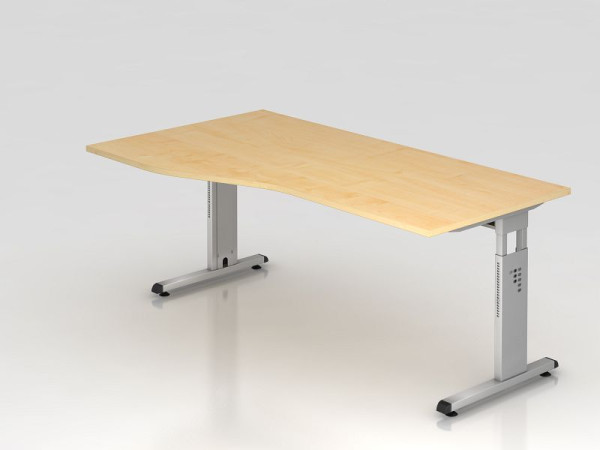 Bureau Hammerbacher pied C 180x100/80cm érable/argent, hauteur de travail 65-85 cm, VOS18/3/S