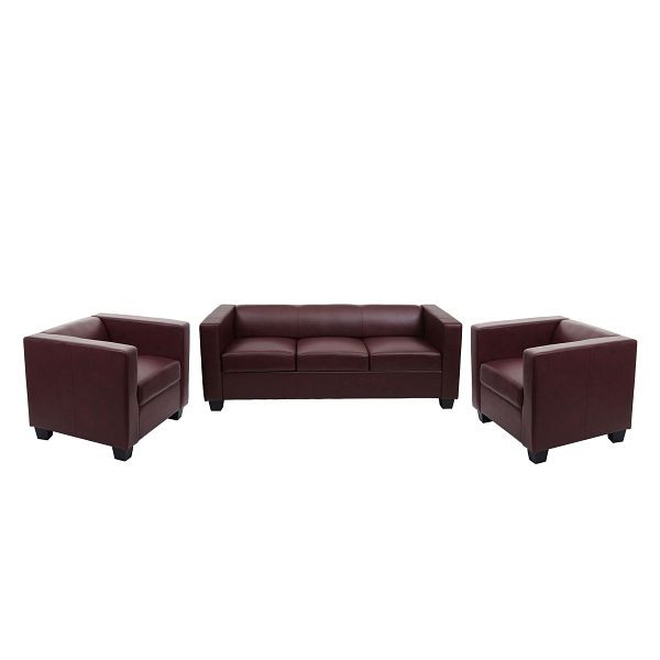 Mendler 3-1-1 ensemble de canapé ensemble canapé salon canapé Lille, simili cuir, rouge-brun, 2x75135+2x75136+75132+75133+75134