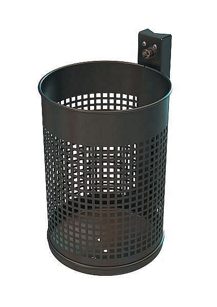 Conteneur à déchets Renner d'environ 20 L, perforé, pour fixation au mur et aux poteaux, galvanisé à chaud et revêtement par poudre, vert mousse, 7013-00PB 6005