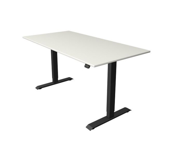 Table assis/debout Kerkmann L 1600 x P 800 mm, réglable en hauteur électriquement de 740 à 1230 mm, blanc, 10181210