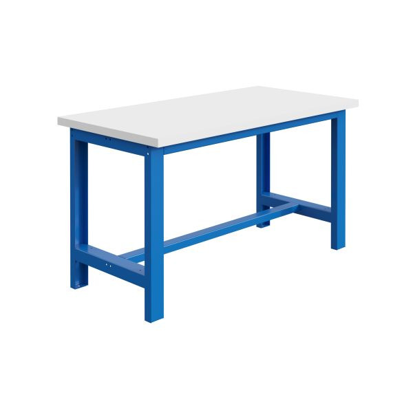 Etabli pour charges lourdes SOFAME SI L 1800 x P 750 x H 830 mm, plan de travail stratifié RESITOP 30 mm, bleu ciel RAL 5015, W010010213BI