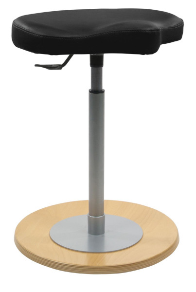 Tabouret Mayer Sitzmöbel avec assise ergonomique, plaque de base en hêtre naturel laqué, noir brillant, 1168_N_30572