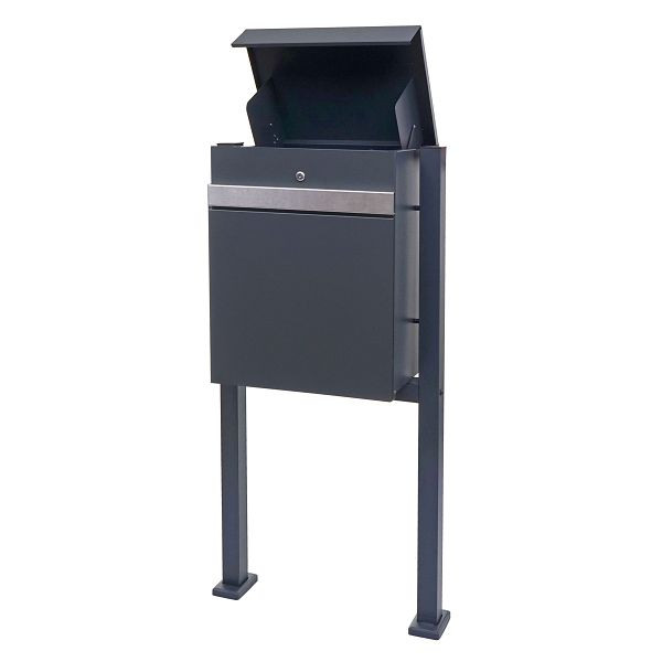 Boîte à colis Mendler avec support HWC-K41, boîte à colis boîte aux lettres sur pied, métal, acier inoxydable anthracite galvanisé, 92122 + 92125