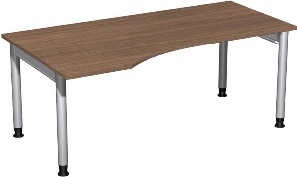 Bureau PC geramöbel gauche, réglable en hauteur, 1800x1000x680-820, noyer/argent, N-657306-NS