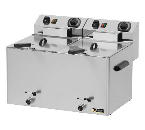 Friteuse électrique SOFINOR - 2 x 8 litres, avec robinet de vidange, FED16V