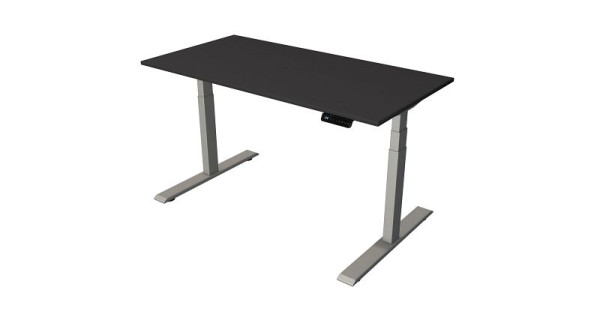 Kerkmann table assise/debout Bureau à domicile L 1400 x P 700 mm, réglable en hauteur électriquement de 630 à 1270 mm, anthracite/argent (montage), 10189313