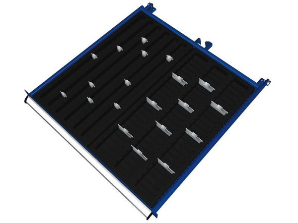Kit de matériel de séparation KLW pour hauteurs de compartiment de tiroirs 50 à 400 mm dans armoire SGB, taille d'armoire 725 x 750 mm L x P, SGB-B08-030